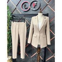 Buttoned Stash Suit Beige