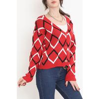 Buttoned Pique Cardigan Red - 15169.1319.