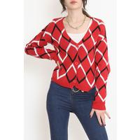 Buttoned Pique Cardigan Red - 15169.1319.