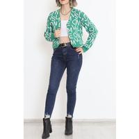 Buttoned Lettered Pique Knit Cardigan Green - 15168.1319.