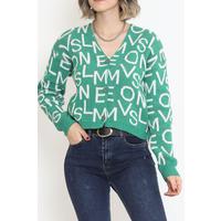 Buttoned Lettered Pique Knit Cardigan Green - 15168.1319.