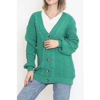 Buttoned Shawl Knitted Cardigan Green - 15161.1319.