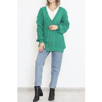 Buttoned Shawl Knitted Cardigan Green - 15161.1319.