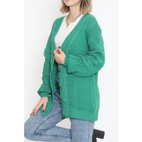 Buttoned Shawl Knitted Cardigan Green - 15161.1319.