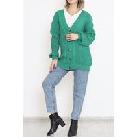 Buttoned Shawl Knitted Cardigan Green - 15161.1319.