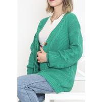 Buttoned Shawl Knitted Cardigan Green - 15161.1319.