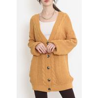 Buttoned Shawl Knitted Cardigan Mustard - 15161.1319.