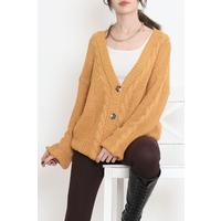 Buttoned Shawl Knitted Cardigan Mustard - 15161.1319.