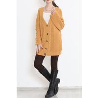 Buttoned Shawl Knitted Cardigan Mustard - 15161.1319.