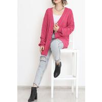 Buttoned Shawl Knitted Cardigan Fuchsia - 15161.1319.