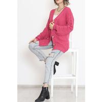 Buttoned Shawl Knitted Cardigan Fuchsia - 15161.1319.