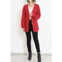 Buttoned Shawl Knitted Cardigan Red - 15161.1319.