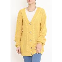 Buttoned Shawl Knitted Cardigan Yellow - 15161.1319.