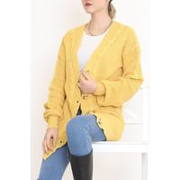 Buttoned Shawl Knitted Cardigan Yellow - 15161.1319.
