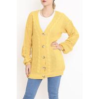 Buttoned Shawl Knitted Cardigan Yellow - 15161.1319.