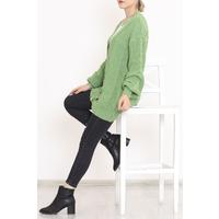 Buttoned Shawl Knitted Cardigan Light Green - 15161.1319.