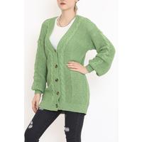 Buttoned Shawl Knitted Cardigan Light Green - 15161.1319.