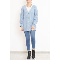 Buttoned Shawl Knitted Cardigan Baby Blue - 15161.1319.
