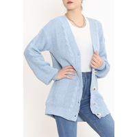 Buttoned Shawl Knitted Cardigan Baby Blue - 15161.1319.