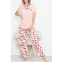 Düğmeli Pijama Takımı Somonbordo - 704.1287.