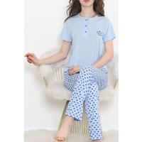 Düğmeli Pijama Takımı Mavisaks - 704.1287.