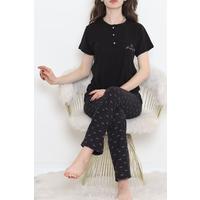 Düğmeli Pijama Takımı Lilasiyah - 704.1287.