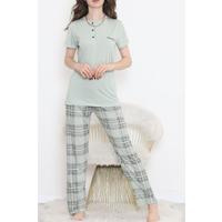 Düğmeli Pijama Takımı Mintyeşili - 704.1287.