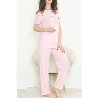 Düğmeli Pijama Takımı Ekrupembe - 704.1287.