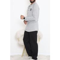 Buttoned Men's Pajama Set Greyblack - 17370.1048.