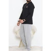 Buttoned Men's Pajama Set Blackgrey - 17371.1048.