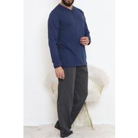 Buttoned Men's Pajama Set Navy Blue - 17371.1048.