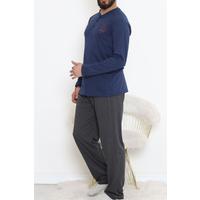 Buttoned Men's Pajama Set Navy Blue - 17371.1048.