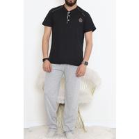 Buttoned Men's Pajama Set Blackgrey - 17370.1048.