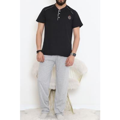 Buttoned Men's Pajama Set Blackgrey - 17370.1048.