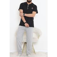 Buttoned Men's Pajama Set Blackgrey - 17370.1048.