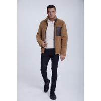 Men's Shearling Teddy Coat, Ginger Curly Outer Wool E20-SKY-BRN-GCW