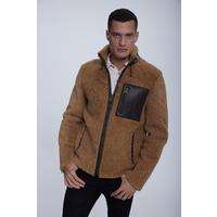 Men's Shearling Teddy Coat, Ginger Curly Outer Wool E20-SKY-BRN-GCW