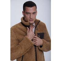 Men's Shearling Teddy Coat, Ginger Curly Outer Wool E20-SKY-BRN-GCW