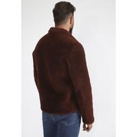 Men's Shearling Teddy Coat, Burgundy Curly Outer Wool E20-SKY-BNY-TTCW