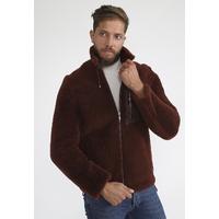 Men's Shearling Teddy Coat, Burgundy Curly Outer Wool E20-SKY-BNY-TTCW