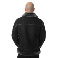 Men's Shearling Aviator Jacket, Washed Black with Brissa Wool E1-WSD-BLK-BSW