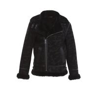 Men's Shearling Biker Jacket, Camouflage Printed with Black Wool E6-CME-BLK-TTSW