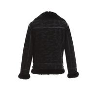 Men's Shearling Biker Jacket, Camouflage Printed with Black Wool E6-CME-BLK-TTSW
