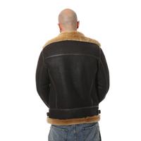 Men's Shearling Biker Jacket, Washed Brown with Ginger Wool E6-WSD-BRN-GSW1