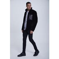 Men's Sheepkins Casual Jacket, Silky Black With Black Curly Wool E20-SKY-BLK-BCW