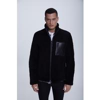 Men's Sheepkins Casual Jacket, Silky Black With Black Curly Wool E20-SKY-BLK-BCW