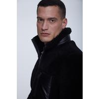 Men's Sheepkins Casual Jacket, Silky Black With Black Curly Wool E20-SKY-BLK-BCW