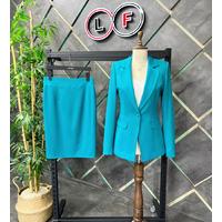 Skirted Atlas Suit Turquoise