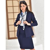 Skirted Atlas Suit Navy Blue