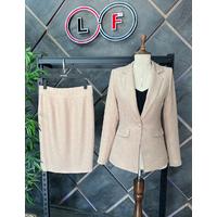 Skirted Cachet Suit Beige